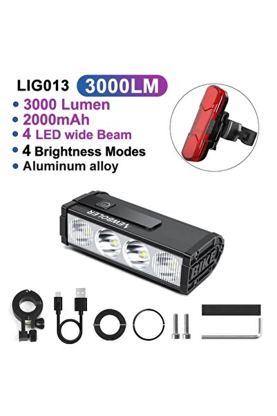 NEWBOLER >8000 Mah 2000-3000 Lumen LIG013 and 305 Bicycle Light Front 10000Lu...