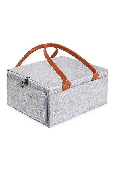 Primo Plus Baby Diaper Storage Bag with Zippered Lid and Leather Handle