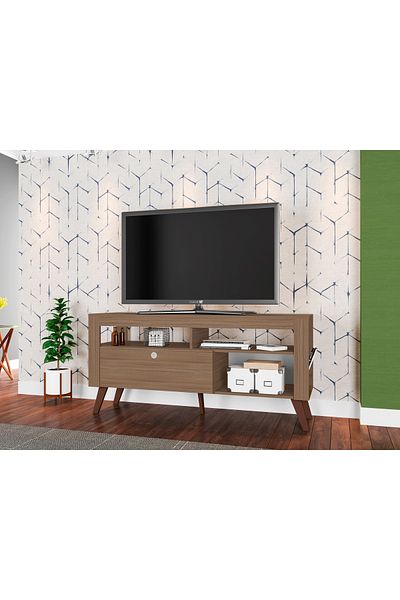 Art In Móveis 50" TV Table with Shelves for Living Room and Home Brown 136*63*39.2