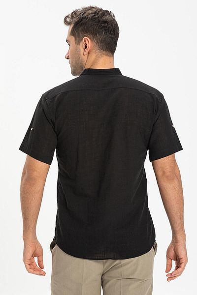 Eliş Şile Bezi Tricou bărbați cu mânecă scurtă șile stofă Bodrum Negru 3003