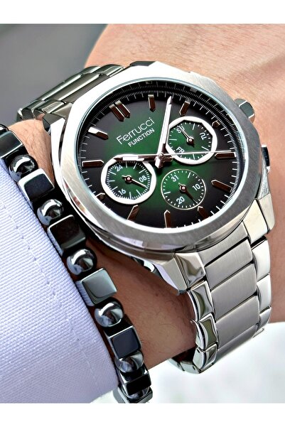 Ferrucci FERRUCCİ FUNCTION YEŞİL KADRANLI GÜMÜŞ METAL ERKEK KOL SAATİ