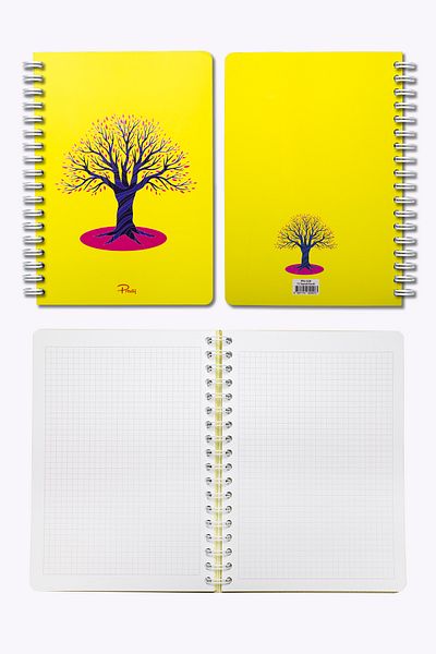 Prestij Caiet cu carouri galben neon copac 17x24