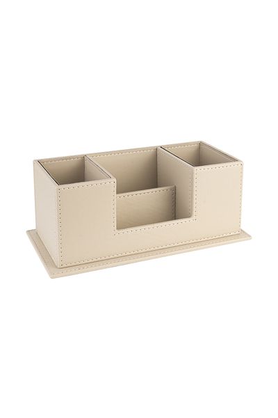 2K Desktop Leather Organizer Pen Holder 4 Compartments Desktop Organizer Rainbow Vegan 10X12X25 Cm.