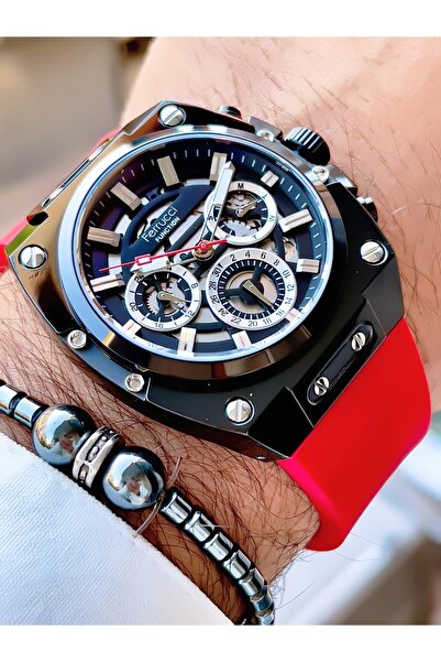 Ferrucci Ferrucci̇ New 2024 Function Silicone Cord Steel Case Men's Wrist Watch + Bracelet with Gift