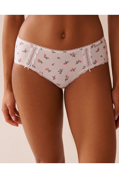 La Vie en Rose Cotton and Lace Detail Hiphugger Panty