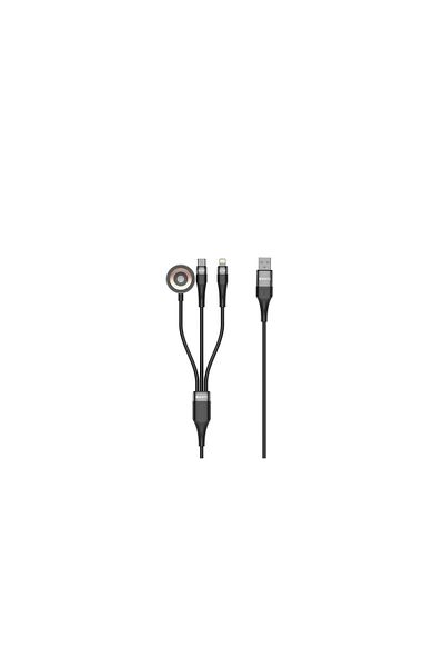 iOsuite كابل زنك 4 في 1 (USB-A + USB-C) إلى (USB-C + Lightning) - 60 واط - 1.2 متر - أسود