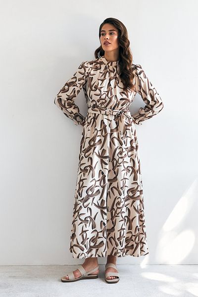 VAVİNOR Brown Vento Patterned Dress