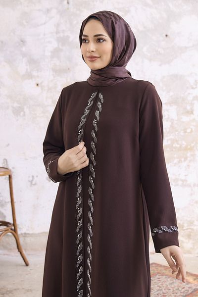 VAVİNOR Βραδινό Φόρεμα Lara Plus Size - Καφέ