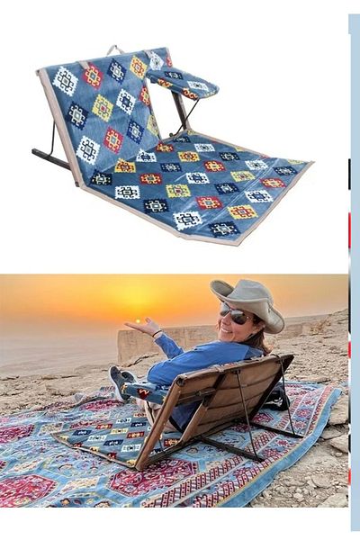 Cady One Floor chair for trips and camping foldable with armrest and adjustable back 75x106 cm
