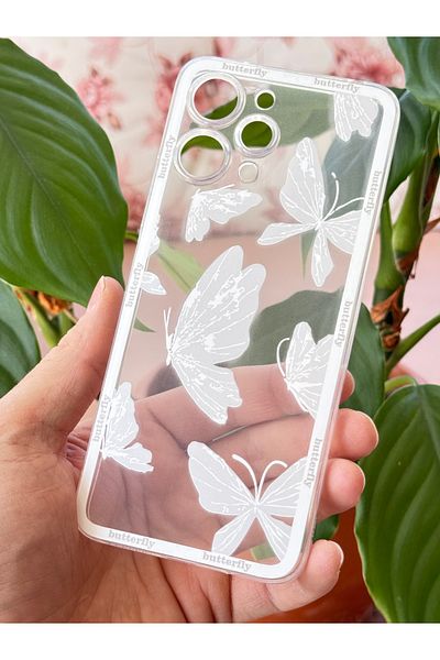 Fibaks حافظة متوافقة مع Redmi 12 4G مصممة بنمط حماية الكاميرا وغطاء سيليكون ناعم مرن وشفاف على شكل فراشة