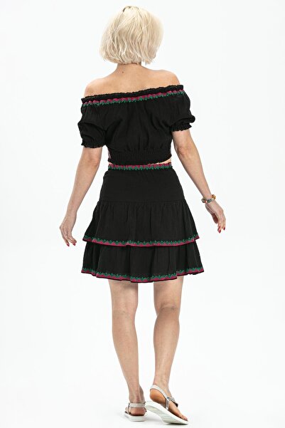 Eliş Şile Bezi Short Sleeve Shile Cloth Latin Summer Bustier Black Syh