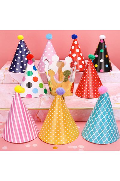 Choice 11Pcs/Bag Happy Birthday Party Hats Polka Dot DIY Handmade Cap Crown Baby Shower Decoration Boy G...