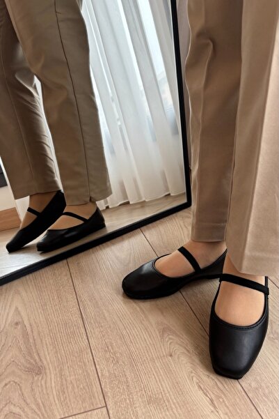 ALTUNTAŞ Balerini negri elastici de damă - Balerini confortabili, ușori, de z...