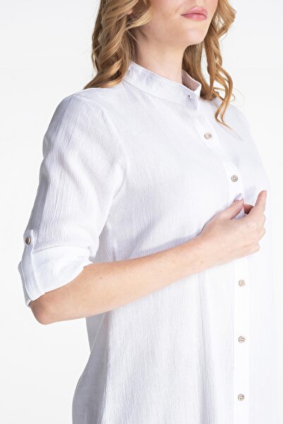 Eliş Şile Bezi Γυναικείο υφασμάτινο γιακά Sile, Λευκό τουνίκ Byz