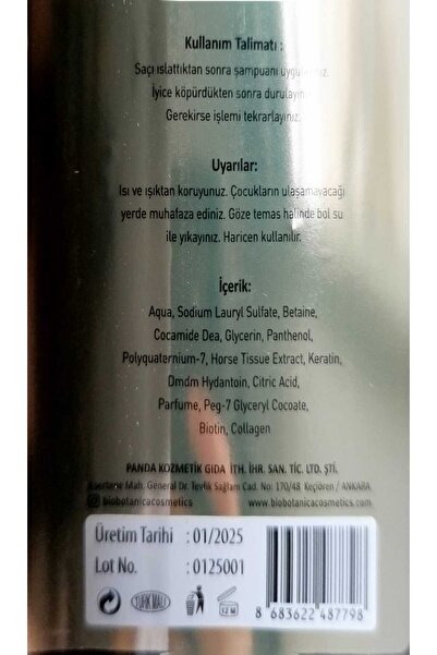 Biobotanica Yıpranma Karşıtı Tuzsuz Saç Şampuanı - Keratin Biotin Kolajen - Hızlı Saç Uzamayı Destekleyici 500ml