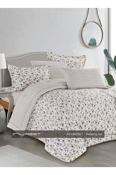 INREST Complete 6-Piece Bedding Set – Features King Comforter (230×250 cm) 100% Cotton Gray