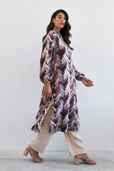 VAVİNOR Lilac Violet Long Tunic and Trousers Set