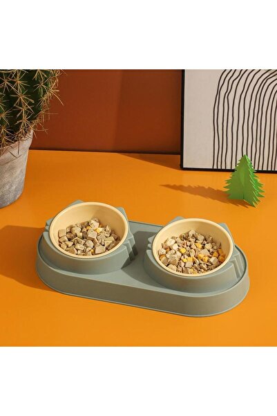 Duffa Çiftli Kedi Köpek Mama Ve Su Kabı, 2'li Kedi Köpek Mama Kabı, Yükseltilmiş Eğimli Mama Kabı Su Kabı