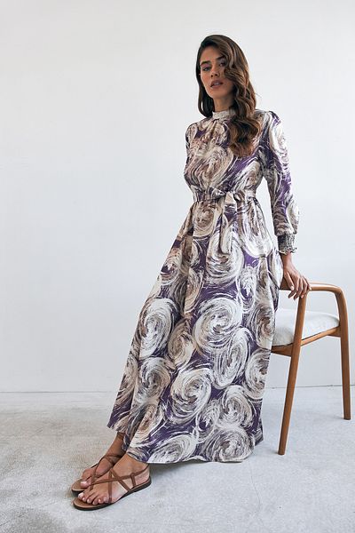 VAVİNOR Purple Rabella Patterned Dress