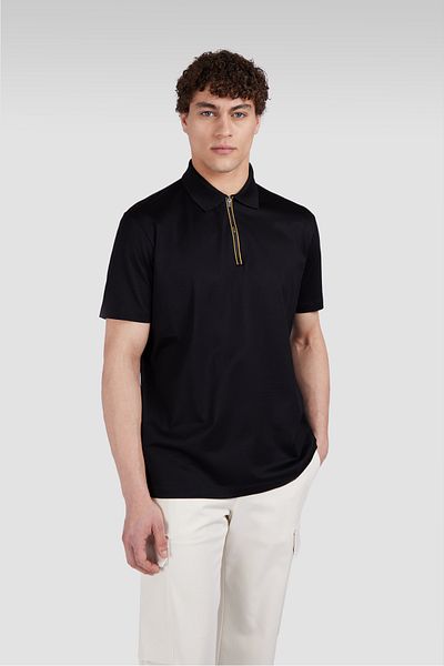 PAUL&SHARK Men's Kaskore Mutekayye Collar T-Shirt, Black, Zipper Closure