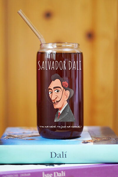 Caga Home Pinterest Cups Painters Series Heat-Resistant Borosilicate Glass Coffee and Presentation Cup with Straw