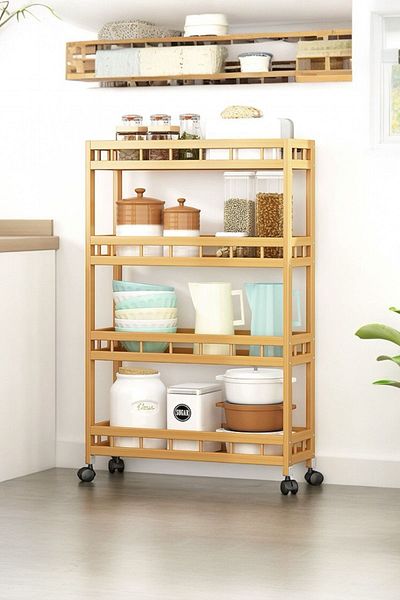 Sezka Life Bamboo 3-Tier Organizer Shelf Kitchen, Bathroom Organizer Multi-Purpose Shelf Set