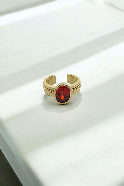 Çlk Accessories Premium Adjustable Oval Stone Ball Ring 1458