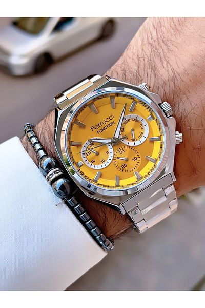 Ferrucci Ferrucci̇ New 2024 Function Steel Men's Wrist Watch + Bracelet with Gift