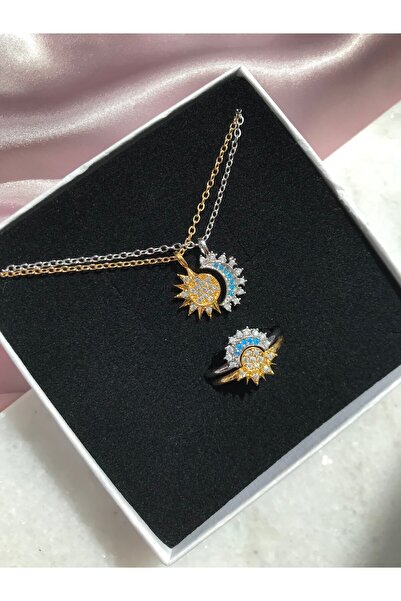 Evorya Ay ve Güneş Arkadaş Kolye Ve Yüzük Seti