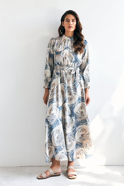 VAVİNOR Indigo Rabella Patterned Dress