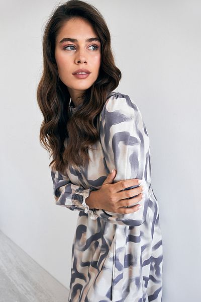 VAVİNOR Lilac Patterned Soft Dress