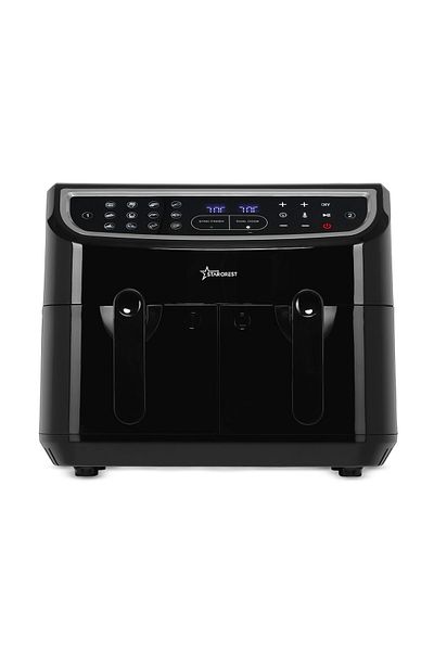 STARCREST Friteuza cu aer cald STARCREST SFR-9024BK, 2400 W, Cos Dublu, 9 litri, Termostat 80 - 200 °C