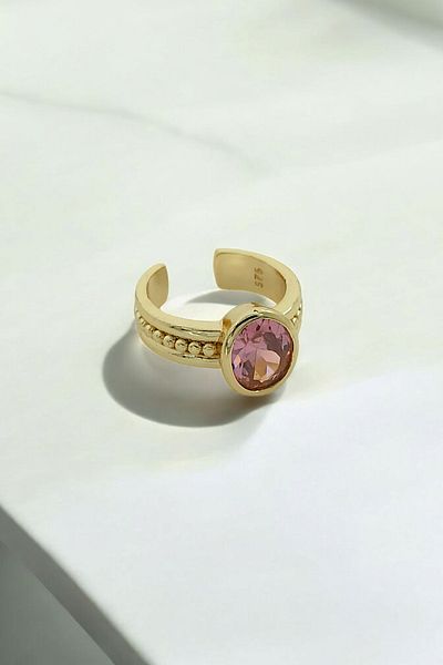 Çlk Accessories Premium Adjustable Oval Stone Ball Ring 1458