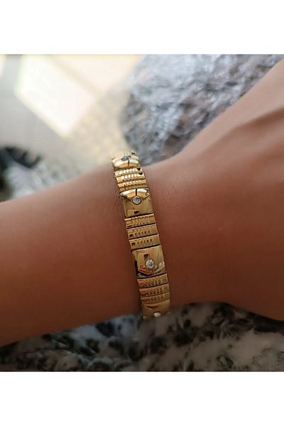 Blotch Stylish and modern Steel Nomi Jewelled Thin Bracelet