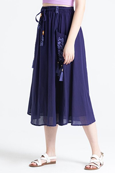 Eliş Şile Bezi Midi Length Summer Skirt - Purple Purple