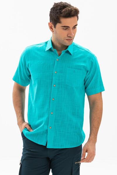Eliş Şile Bezi Ανδρικό καλοκαιρινό πουκάμισο με κοντό μανίκι, μονό τσεπάκι, τ...