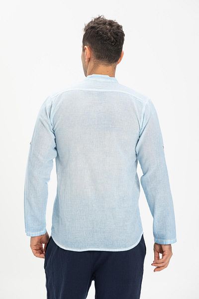 Eliş Şile Bezi Μακρυμάνικο Shile Cloth Bodrum Ανδρικό T-shirt Ice Blue 9012