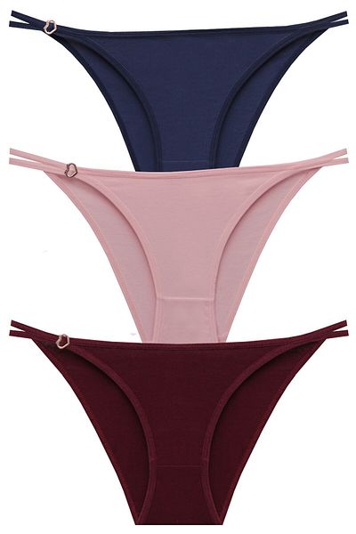 papatya lingerie 3'' Economic Package Waist Heart Buckle Multicolor Panties Navy Blue Powder Burgundy