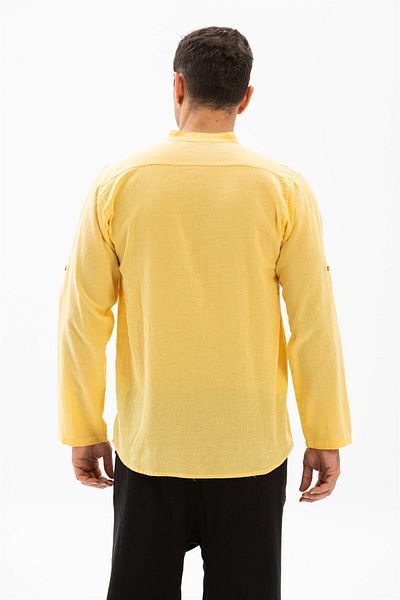 Eliş Şile Bezi Μακρυμάνικο Sile Cloth Bodrum Ανδρικό T-shirt Κίτρινο Κίτρινο