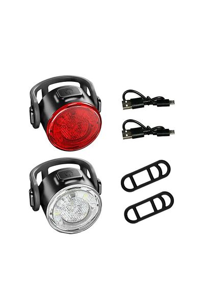 Choice C Bike Front Rear Light Set 6 Modes USB Rechargeable Headlight MTB Night Cycling Waterproof Taillig.