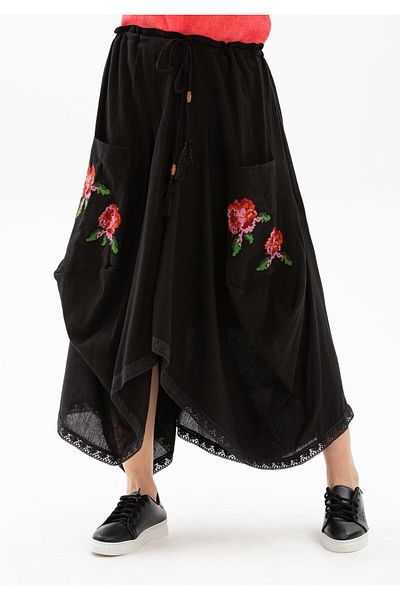 Eliş Şile Bezi Fustă Authentic Pânză Rumeli Şile Vară Negru Negru