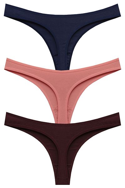 papatya lingerie Pachet economic de 3 bucăți Chiloți tanga din bumbac cu talie joasă Multicolor Bleumarin Puppy Mouth Ciocolată