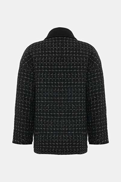 W Collection Black Relax Fit Textured Coat