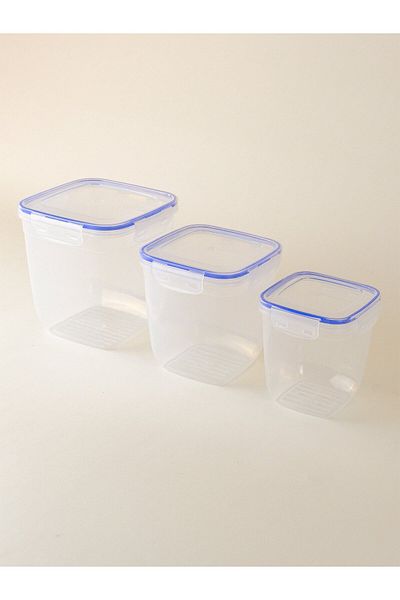 Minihol Clud 3-Piece Rectangular Storage Container Blue