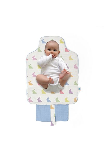 DEUX LAPINS 100% Cotton Practical Changing Mat - Rainbow Lapin Blue