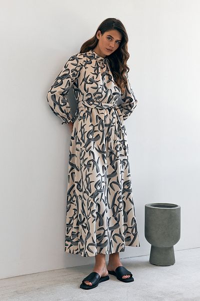 VAVİNOR Black Vento Patterned Dress