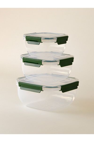 Minihol Nesty 3-Piece Square Storage Container Green