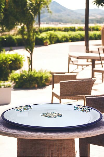 İnci Emaye No 50 Enamel Tray Tableware, Food Presentation Tray, Floor Table Zinc ~48 cm
