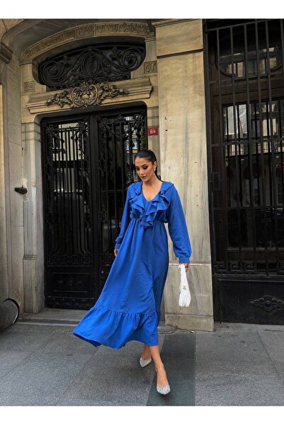 solena sln فستان نسائي صيفي طويل من Aerobin بياقة واسعة ومناسب للحجاب