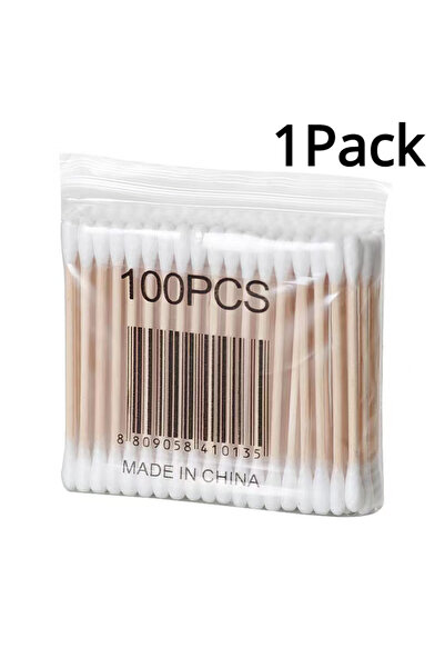 Choice1 100 قطعة - عبوة واحدة من أعواد القطن ذات الطرفين لإزالة المكياج المنز...
